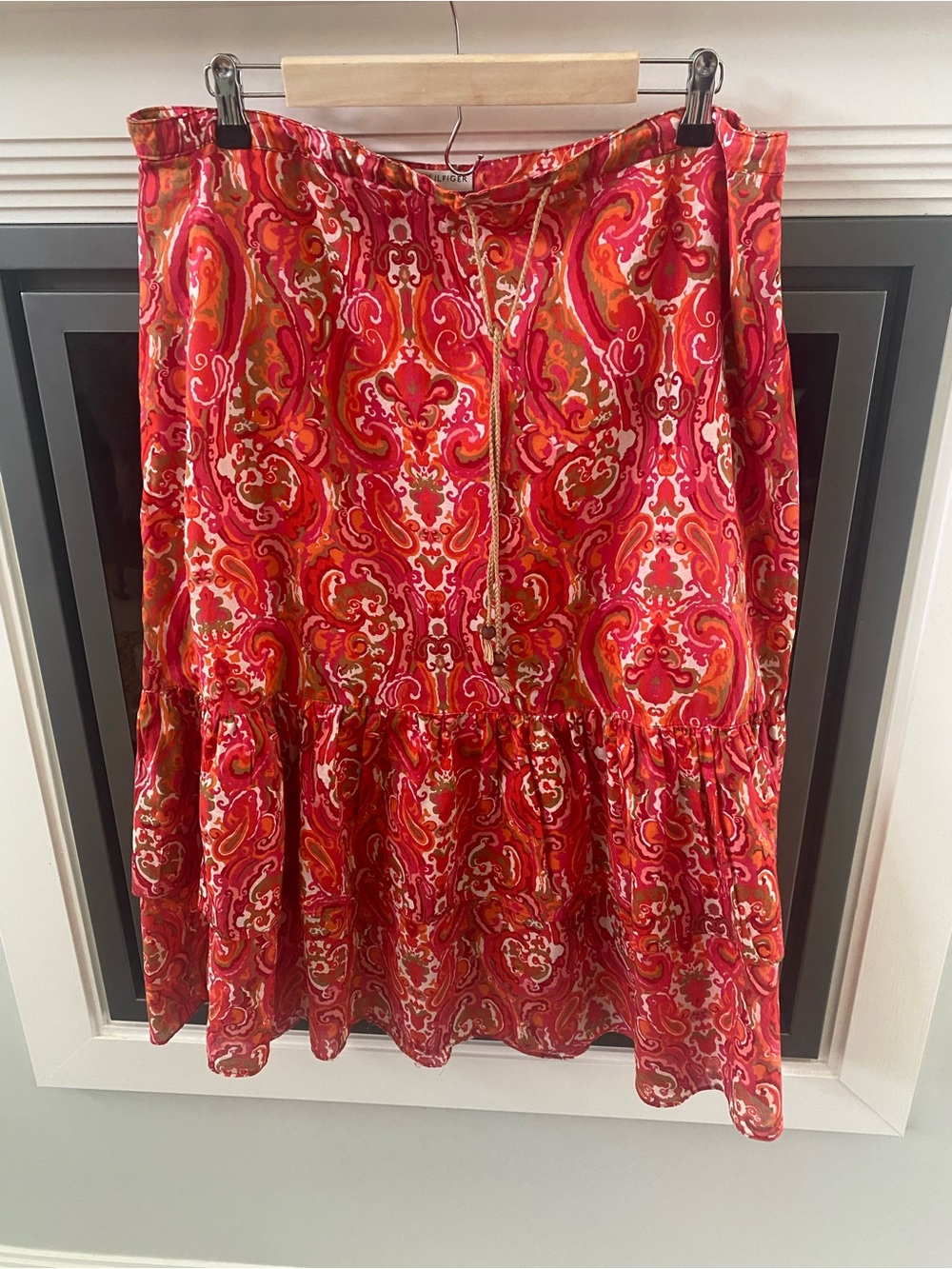 Women’s Tommy Hilfiger Hobo, Hippi , Y2K Red Paisley A-Line Tiered Skirt - Sz 16